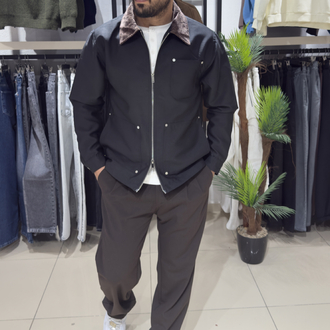 Regular Fit Kadife Yaka Ceket Siyah