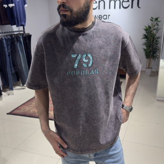 Oversize İnterlok Kumaş Baskılı Tişört 