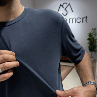 Regular Fit Modal Kumaş Tişört Lacivert