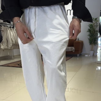 Baggy Keten Pantolon Ekru 