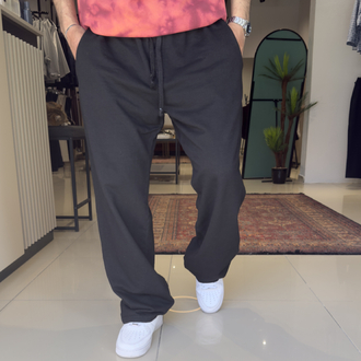 Baggy İki İplik Yıkamalı Eşofman Altı Siyah