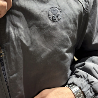 Nakış Detaylı Kapitone Bomber Ceket Füme