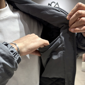 Nakış Detaylı Kapitone Bomber Ceket Füme