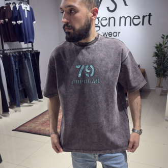 Oversize İnterlok Kumaş Baskılı Tişört 