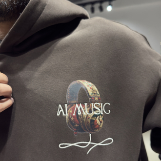 Oversize Fırçalı Kumaş Baskı Nakış İşlemeli Hoodie Acı Kahve 