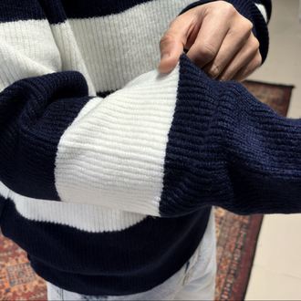 Oversize Triko Örgü Kazak Lacivert