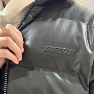 Oversize Kabartma Baskı Detaylı Şişme Deri Mont Petrol Yeşili