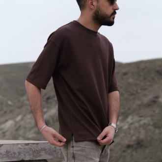 Oversize Oysho Kumaş Tişört Acı Kahve