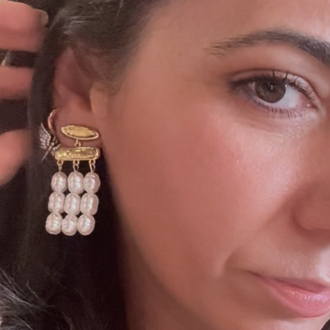 İnci sallantılı marka muadili gold küpe