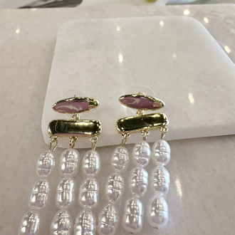 İnci sallantılı marka muadili gold küpe