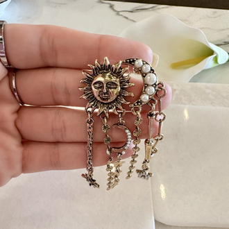 VİP seri inci detay sallantılı ay ve güneş küpe
