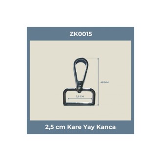 2,5 cm Kare Yay Kanca Nikel – Metal Çanta Askı ve Anahtarlık Aparatı 50 Adet