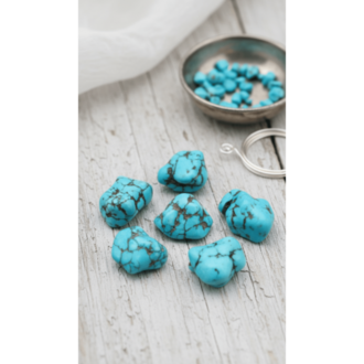Firuze (Turkuaz) Doğal Taş Tamburlanmış Parça - Canlı Mavi (2-2,5 cm)