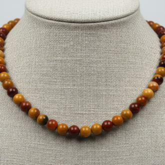 Doğal Mokait Jasper Taşı Kolye – 6 mm Enerji Taşlı El Yapımı Takı