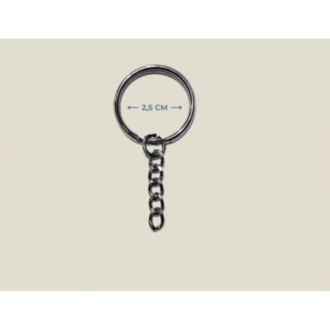 Zincirli Konik Anahtarlık Halkası - Metal Renk (2,5 cm)