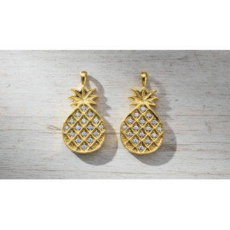 Altın Kaplama Taşlı Ananas Sallantı Takı Malzemesi – 25x13 mm | Zarif ve Dayanıklı