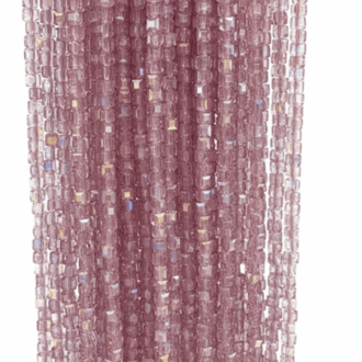 4x4 mm Küp Model Pudra Pembe Kristal Boncuk Dizi (90-95 Adet)