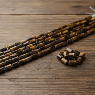 Doğal Kaplangözü Taşı Boru Kesim Dizi – 38 cm, 26-28 Taş, 10x7 mm