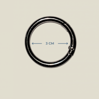 3 cm (30 mm) Füme (Black Nickel) Yaylı Halka - Çanta ve Takı Aparatı