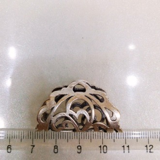 Antik Gümüş Kaplama Pirinç Geniş Gözenekli Telkari Kolye Borusu Aparatı - 45 mm
