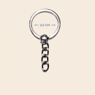 Kalın Zincirli Ezme Model Anahtarlık Halkası - Metal Renk (2,5 cm)