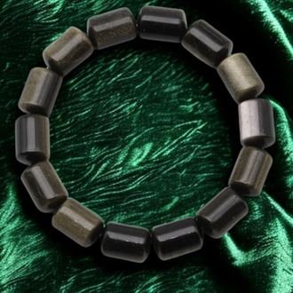 A Kalite Golden Obsidyen Doğal Taş Bileklik - 10 x 14 mm Silindir Kesim