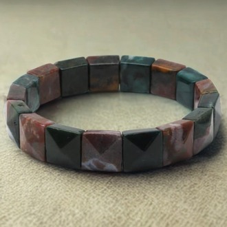 Hint Akik Doğal Taş Bileklik - 12x12 mm Özel Kare Kesim