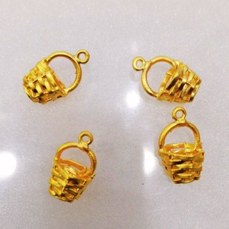 Altın Kaplama Hasır Örgü Sepet Figürlü Takı Sallantı Aparatı (Charm)