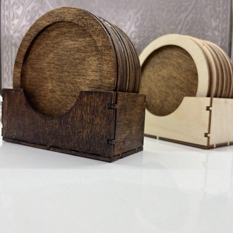 El Yapımı Huş Ağacı Ahşap Bardak Altlığı Seti | 6’lı + Stand | 10 cm | Doğal & Şık