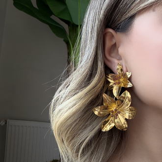 Marka Model Gold Çiçek Küpe KP0037