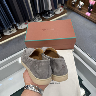Loro Piana Summer Walk Suede Loafer Grey