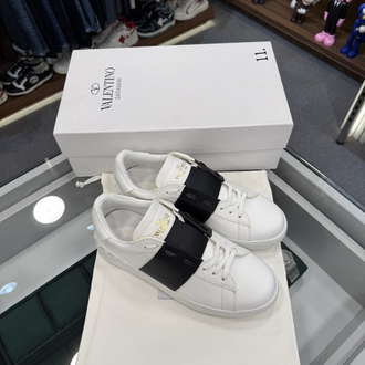 Valentino Open White Sneaker with Black Strap