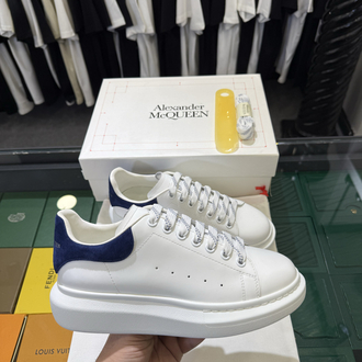 Alexander McQueen White Sneaker with Blue Suede Heel
