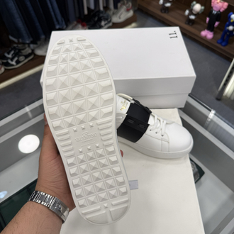 Valentino Open White Sneaker with Black Strap