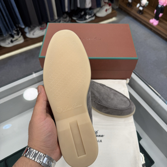 Loro Piana Summer Walk Suede Loafer Grey