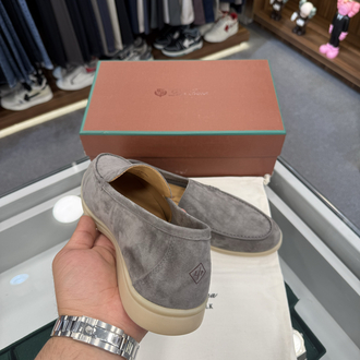 Loro Piana Summer Walk Suede Loafer Grey