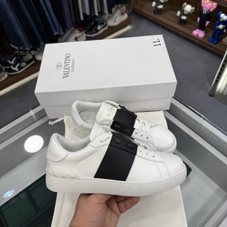 Valentino Open White Sneaker with Black Strap