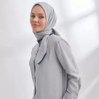 ARMANDA - 3353 Müslin Biyeli Eşarp - Açık Gri
