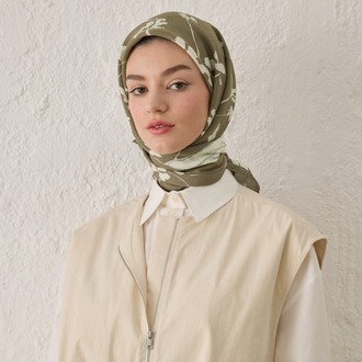 FRESH SCARFS - Perla Desen Pamuk İpek Eşarp - Haki