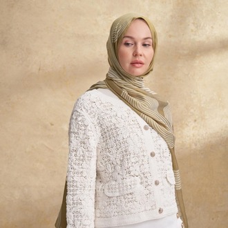 Armanda - 3305 Fiori Jakar Line Desen - Yağ Yeşili