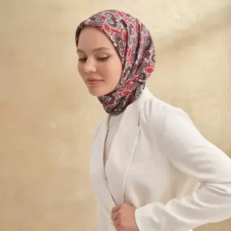 ARMANDA - 3151 Gaina Desen Eşarp - Bordo