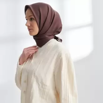 ARMANDA - 4400 Premium Twill İpek Eşarp - Acı Kahve