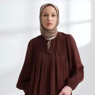 ARMANDA - 4303 NOIRE DESEN TWILL İPEK EŞARP - Karamel