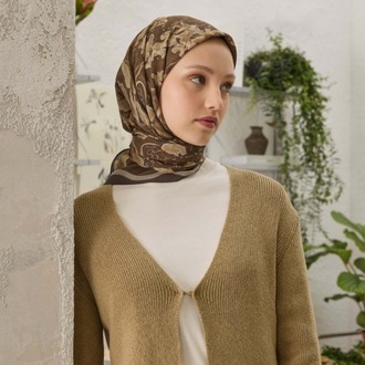 FRESH SCARFS - Elora Desen Pamuk İpek Eşarp - Camel