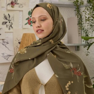 Fresh Scarfs - Hazel Desen Şal - Askeri Haki