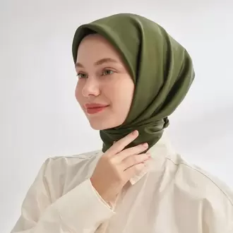 ARMANDA - 4400 Premium Twill İpek Eşarp - Haki
