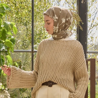 FRESH SCARFS - Perla Desen Pamuk İpek Eşarp - Haki