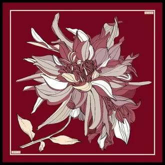 ARMANDA - 4356 Ivory Desen Twill İpek Eşarp - Bordo