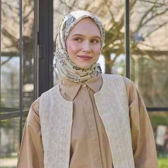 Fresh Scarfs - Elora Desen Pamuk İpek Eşarp - Adaçayı
