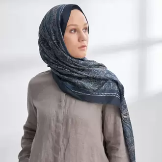ARMANDA -6036 Etnik Desen Şal - Royal Blue